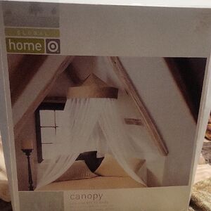 NEVER USED White and Tan Bed Canopy FITS ALL BEDS